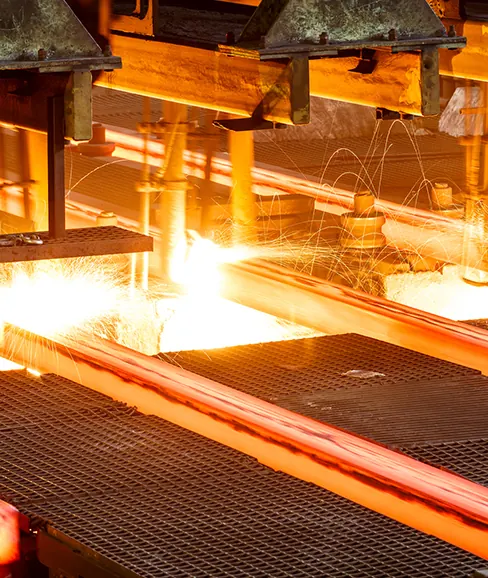 Glowing billet in a rolling mill